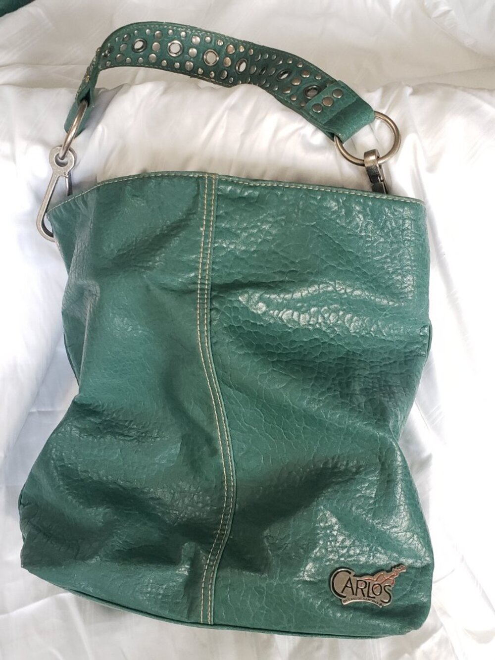 Carlos Santana Hobo Bucket Bag Grommet shoulder Strap Floral Print Interior